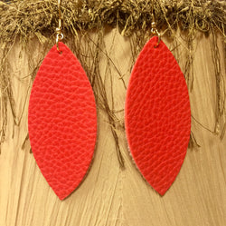 Leather Red Teardrop Earrings